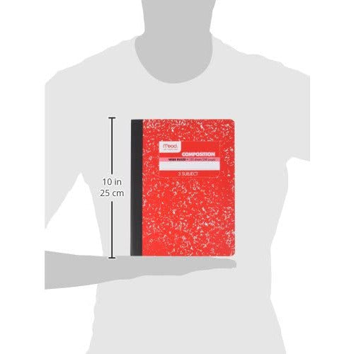 Mead Notebook Solid Red Mead Wide Ruled 3 Subject Composition Notebook 120 Sheets - Assorted C ...