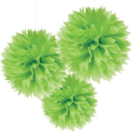 Amscan Green Fluffy Decorations - Pack of 3