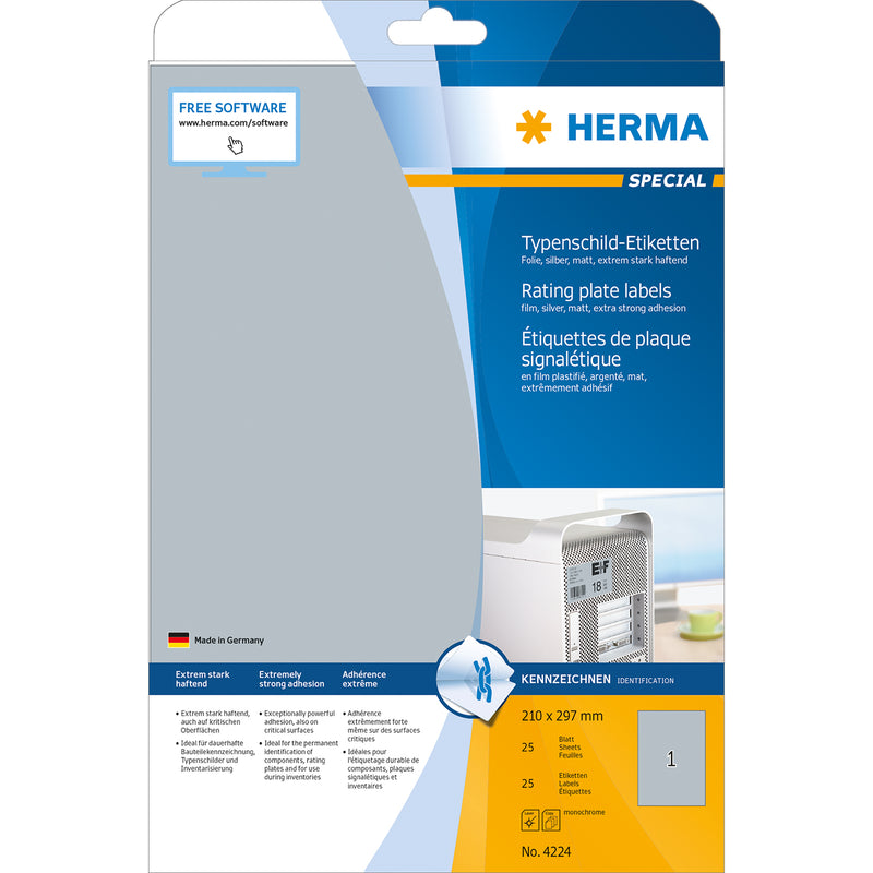 Herma Silver Rating Plate Labels - Pack 25