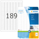 Herma Premium A4 Labels 189 Per Sheet 25.4mm x 10mm - 25 Sheets