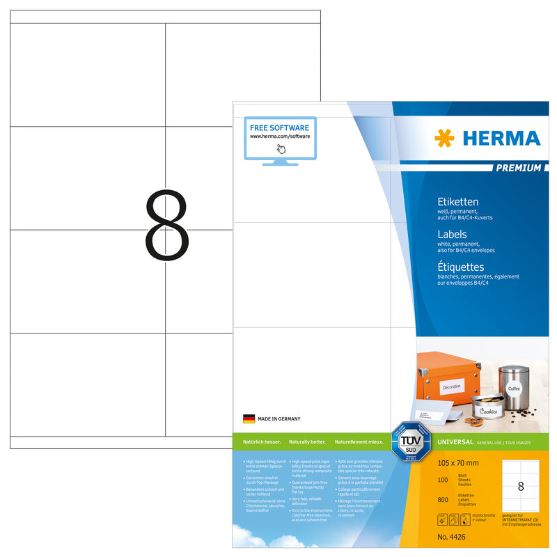 Herma Premium A4 Labels - Pack of 100 Sheets