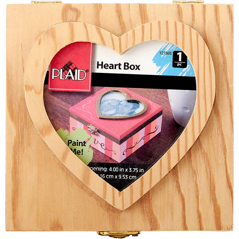 Plaid Crafts Wood Unpainted Heart Box with Photo Frame 13x13x7cm