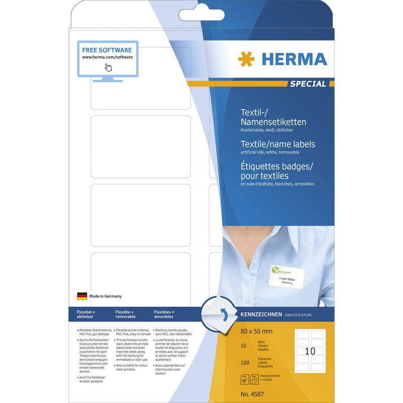 Herma A4 Textile Labels - Pack of 10 Sheets