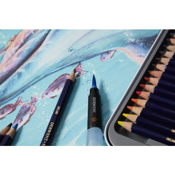 طقم أقلام رصاص ملونة عالية الجودة مائية للرسم بالحبر ديروينت انك
