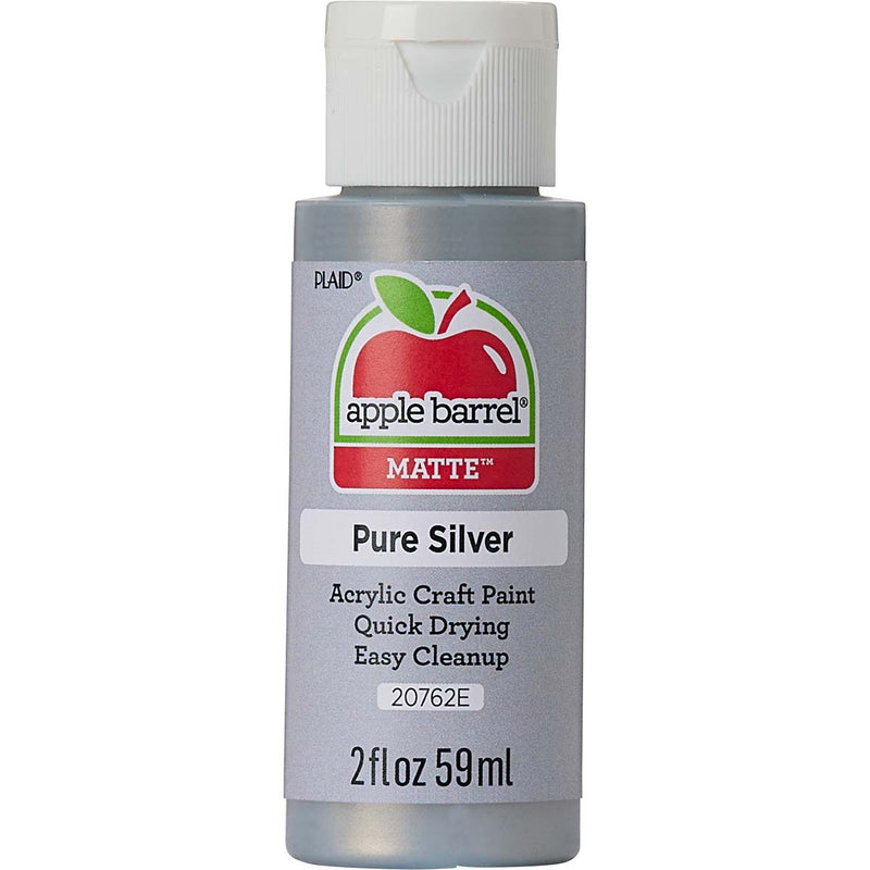 Plaid Apple Barrel Pure Silver Acrylic Paint 59ml