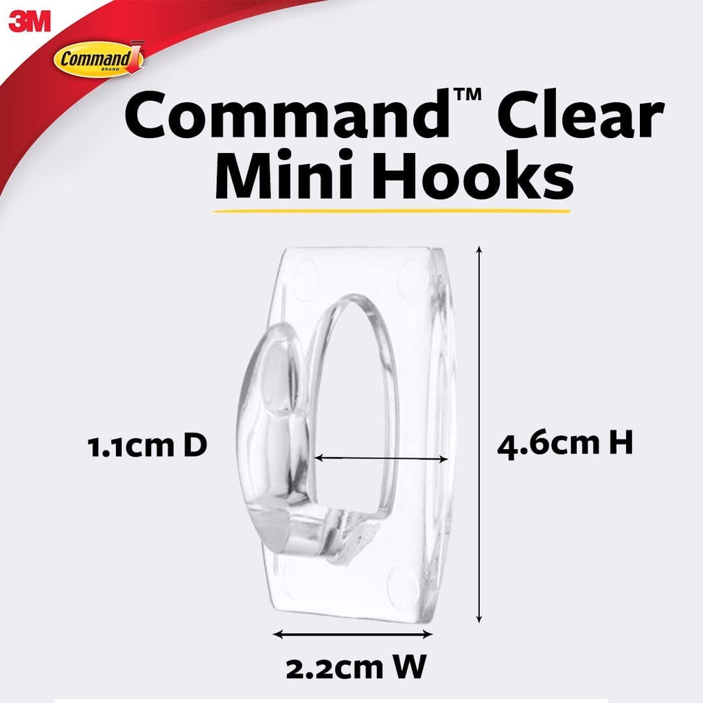 3M Transparent Mini Command 6 Hooks & 8 Strips Up to 225g – Istiklal ...