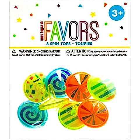 Unique Party Favors Spin Tops - Pack of 8