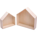 Plaid Crafts Wood Unpainted Shadow Box House - Pack of 2