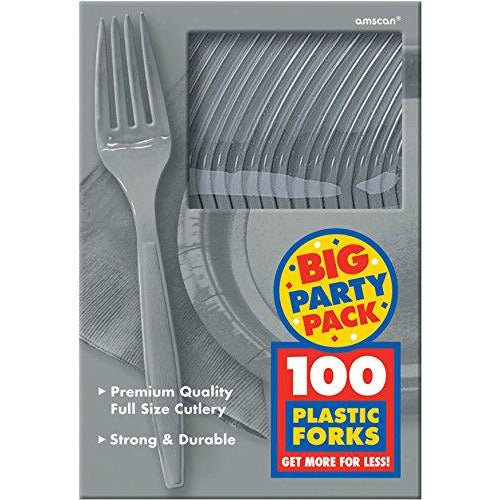 Amscan Big Party Cutlery Pack Silver - Pack of 100