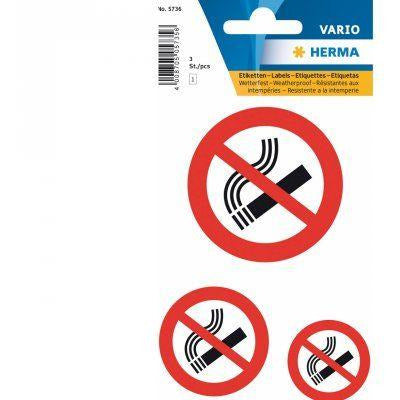 Herma Attention NO SMOKING Labels Weatherproof - Pack of 3