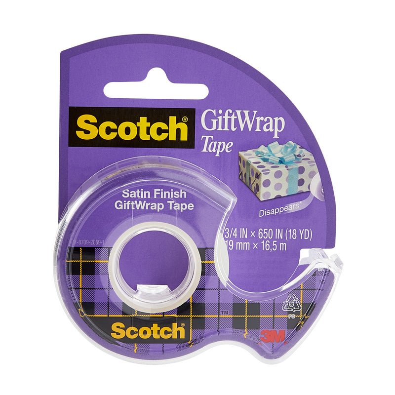 3M Scotch Satin Finish Gift Wrap Tape 19mmx16.5m - Dispenser