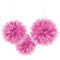 Amscan Pink Fluffy Decorations - Pack of 3