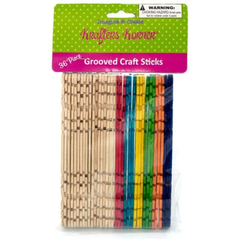 Kole Grooved Colored Craft Sticks / Pack of 36