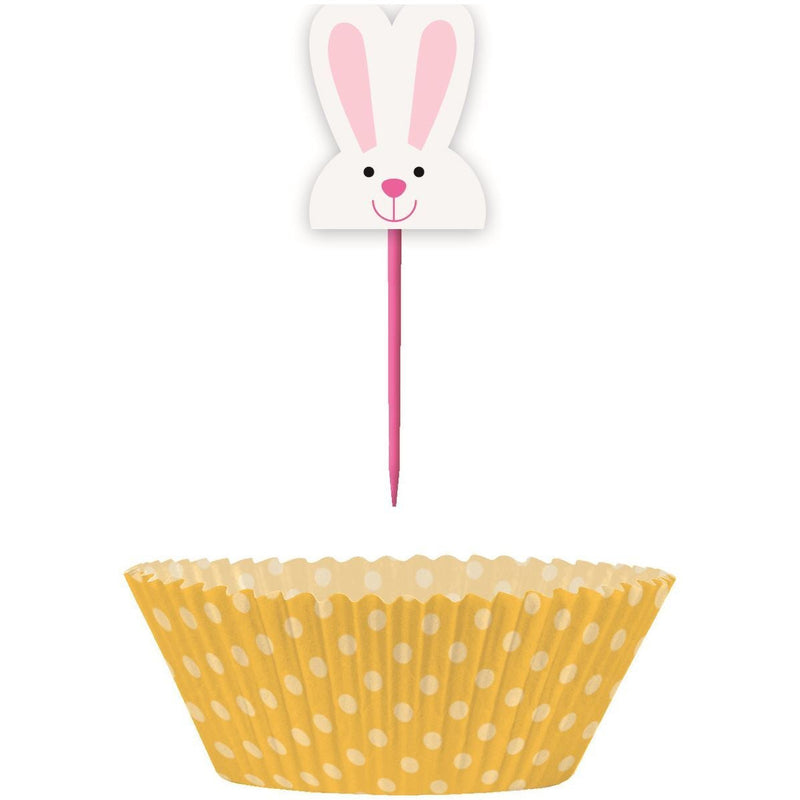 Unique Party Standard Baking Cups with Easter Picks - Set of 24