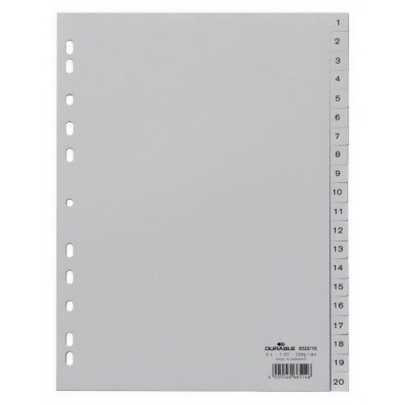 Durable 1-20 Dividers - Grey