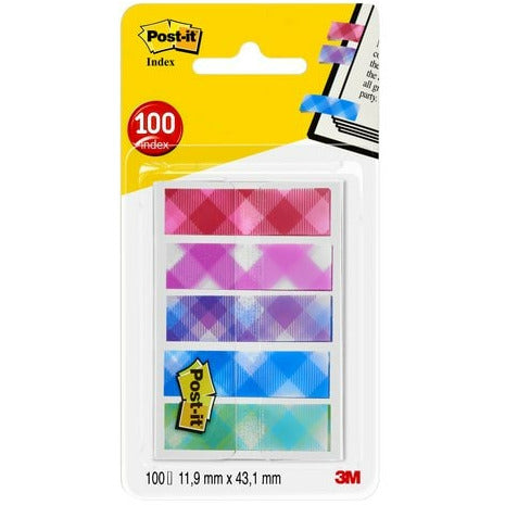 3M Post-it® Pattern Index Tabs 11,9x43,2 mm Assorted Colours - Pack of 100