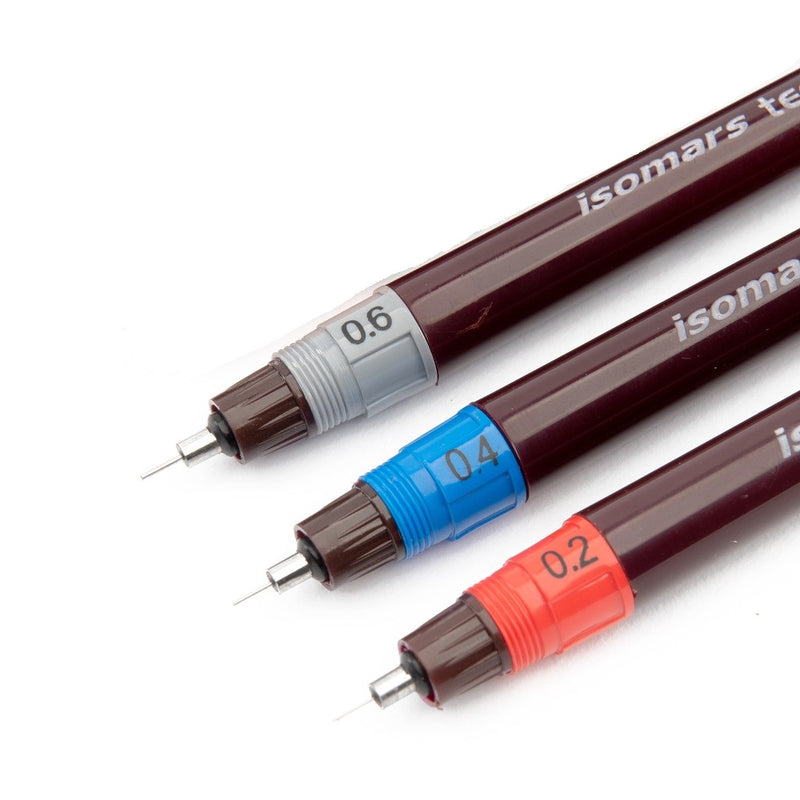  طقم  أقلام تحبير ٠،٢ +٠،٤ +٠،٦ مع فرجار هندسي أيزومارز