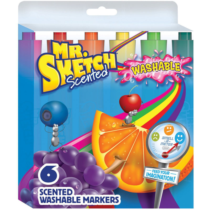 Mr. Sketch 6 Scented Washable Markers - Chisel Tip