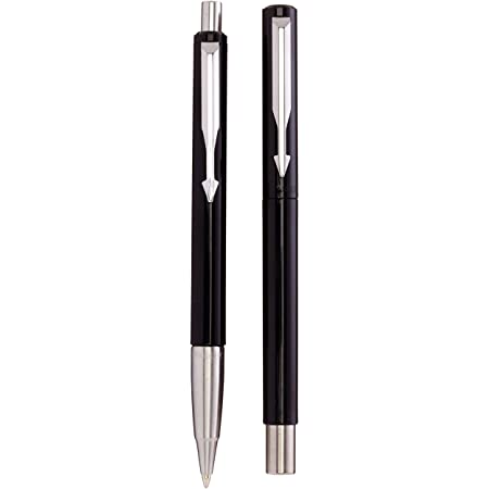 طقم أقلام باركر فكتور أسود ملقط كروم ريشة + جاف
