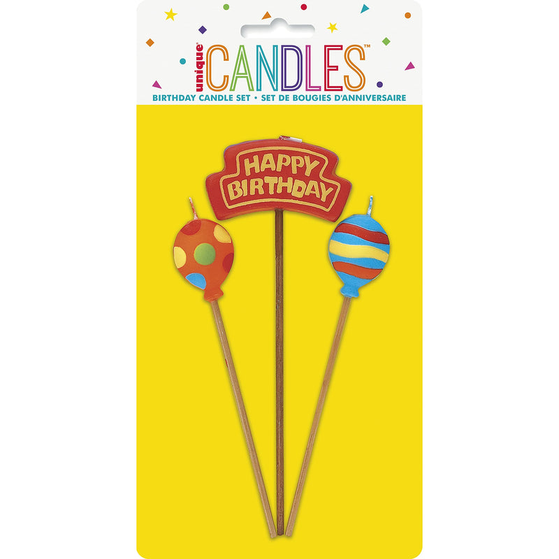 Unique Party Happy Birthday & Balloon Candle Set