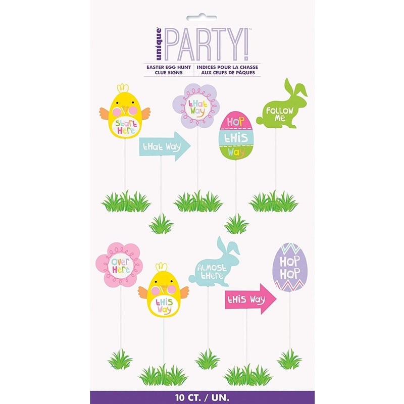 Unique Party Easter Egg Hunt Clue Signs - Pack of 10
