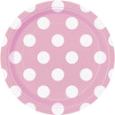 Unique Party Round Dessert Polka Dots Plates 17 cm - Pack of 8