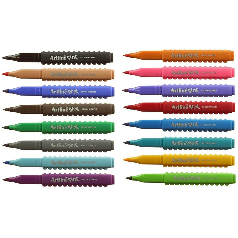 Artline Stix Build & Draw Brush Marker Set - Pack of 12