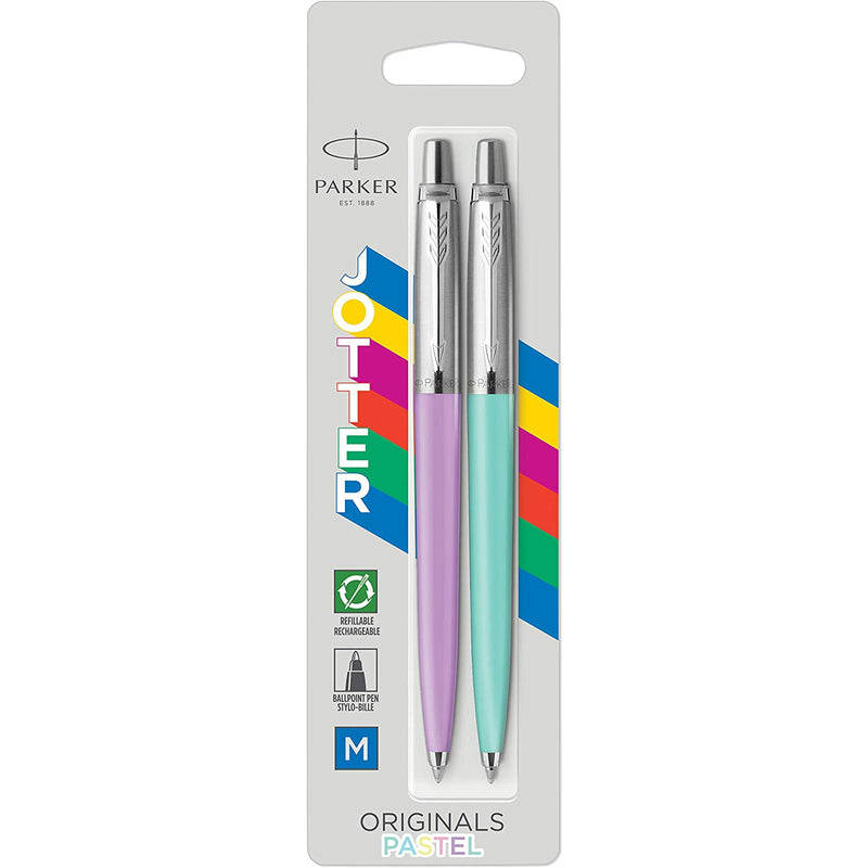 قلم حبر جاف باركر جوتر باستيل أخضر و بنفسجي  سعة ٢ قلم