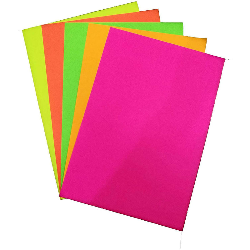 Neon Fluorescent Paper Assorted Colors  80g A4 - Pack of 50