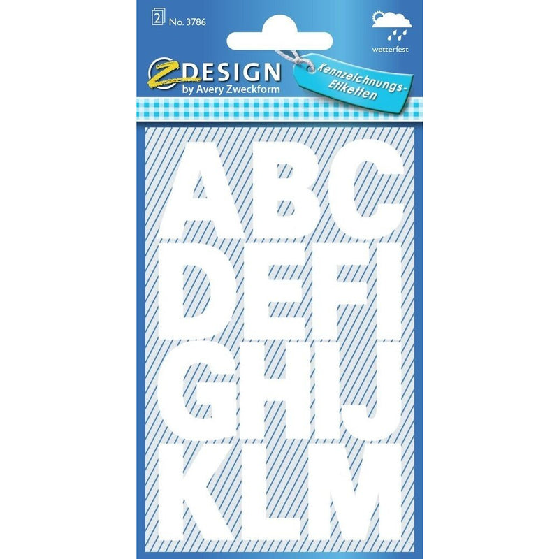 Zweckform A-Z Labels 27mm Bold White Letters Weatherproof - Pack of 28