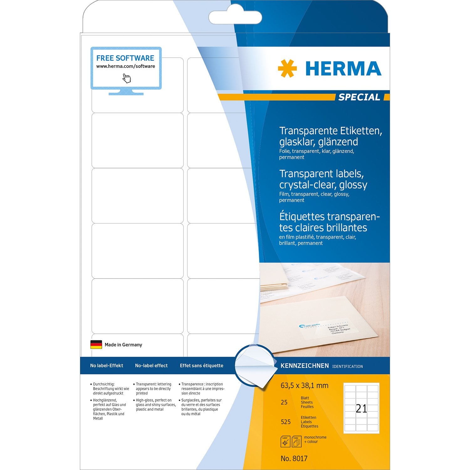 Herma Transparent Glossy A4 Labels - (Laser)