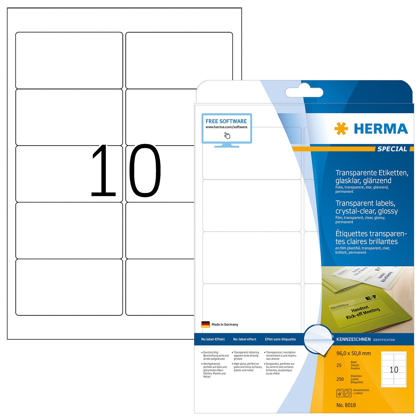 Herma Transparent Glossy A4 Labels - (Laser)