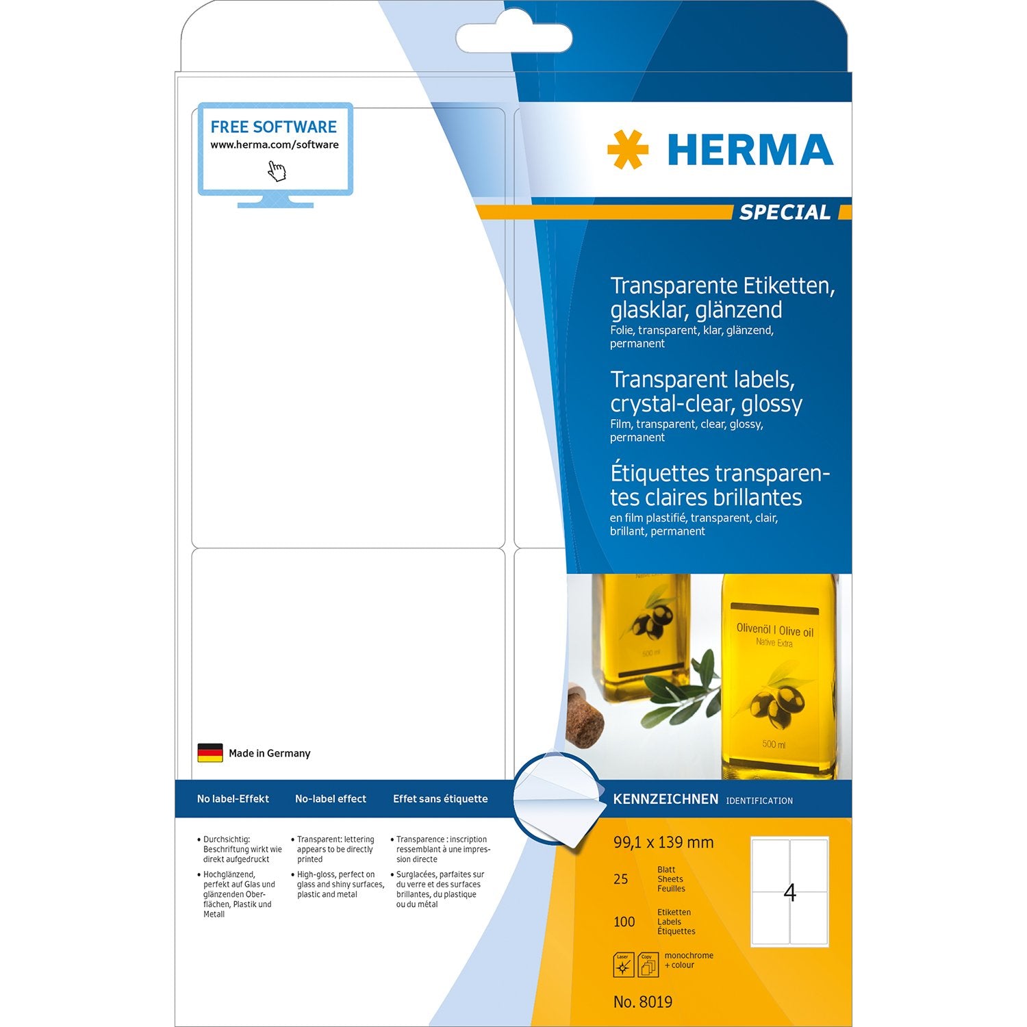 Herma Transparent Glossy A4 Labels - (Laser)