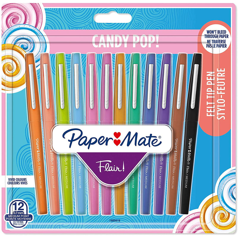 Paper Mate Felt Tip Pens Flair Marker Pens, Medium Point, Assorted, 24  Count and Flair Felt Tip Pens, Medium Point (0.7mm), Tropical & Classic  Colors