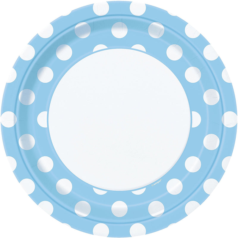 Unique Party Round Lunch Polka Dots Plates 23 cm - Pack of 8