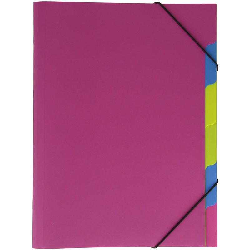 Pagna Funky School Colourful 5 Divider Book Folder with Elastic  - A4