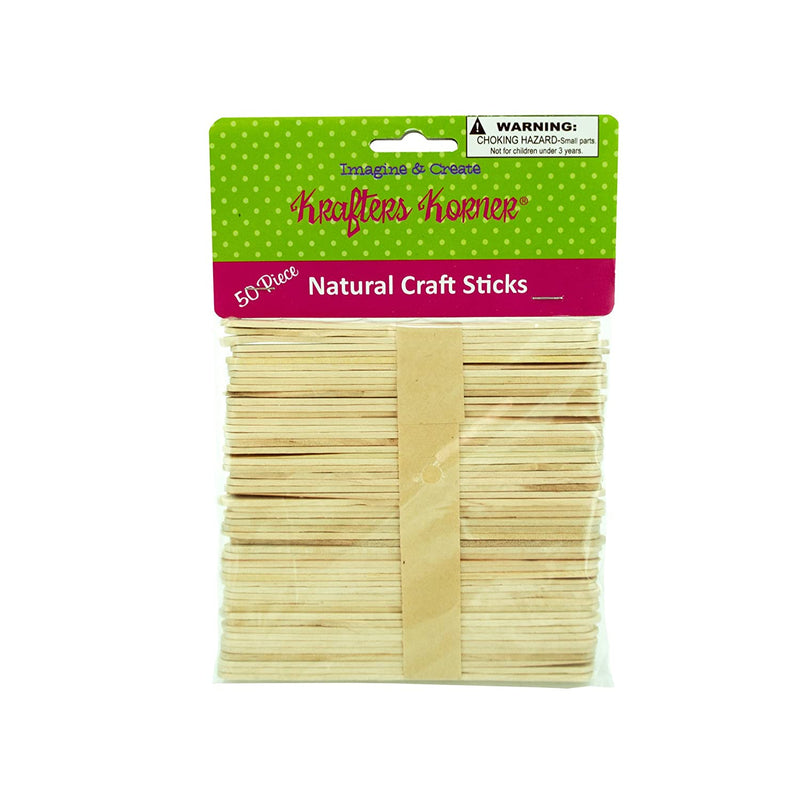 Kole Natural Craft Sticks - Pack of 50