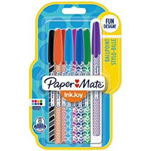Paper Mate InkJoy 100 Capped 1.0 mm Medium Tip Ball Pen Assorted Fun Colors - Pack of 8
