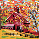 Plaid Let's Paint By Numbers Fall Barn On Printed Canvas 35x35 cm