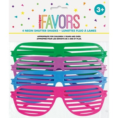 Unique Party Favors Neon Shutter Shades - Pack of 4