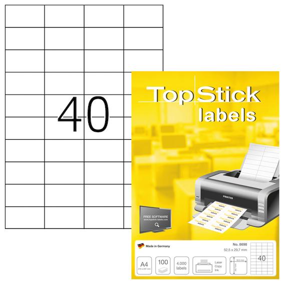 NEW Top Stick Printable Labels on A4 Assorted Sizes - 100 Sheets