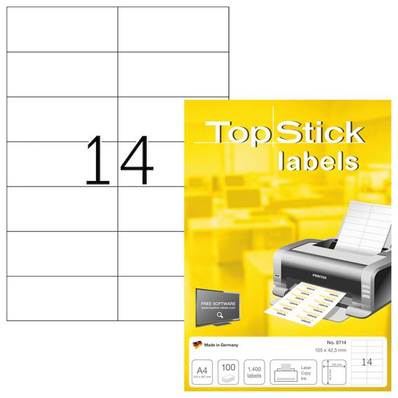 NEW Top Stick Printable Labels on A4 Assorted Sizes - 100 Sheets