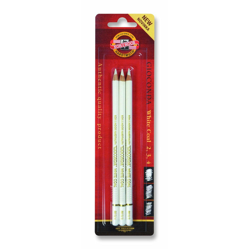 KOH-I-NOOR White Charcoal Pencils - Set of 3 (Asst Hardness)
