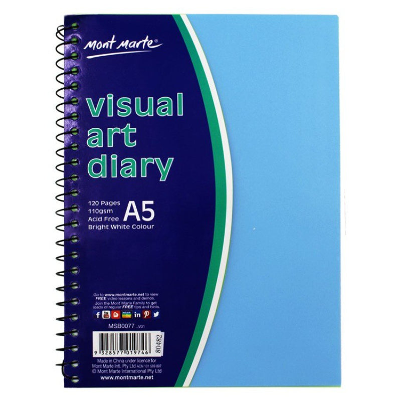 Mont Marte Visual Art Spiral Diary 110g White A5 - 120 Pages