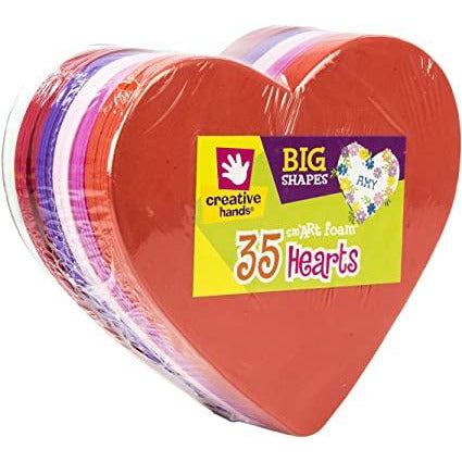 Creative Hands Foam Heart Shapes 12.5 x 16 cm - Pack of 35