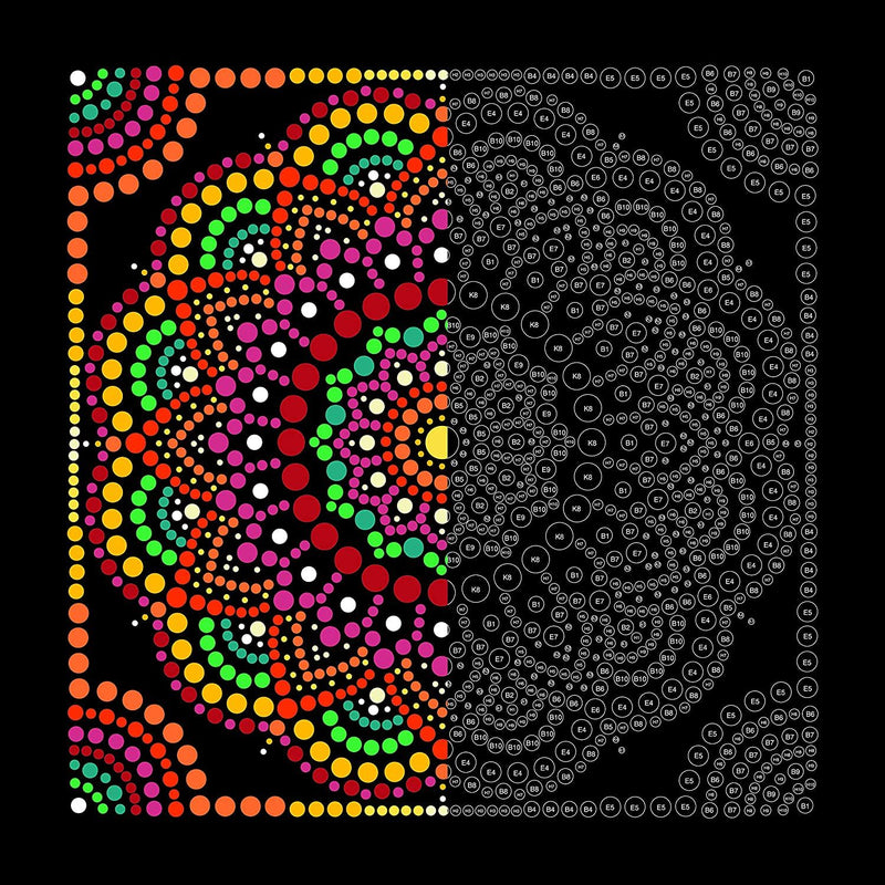 Plaid Let's Paint By Numbers Mandala Dot Frame On Printed Black Canvas 35x35 cm
