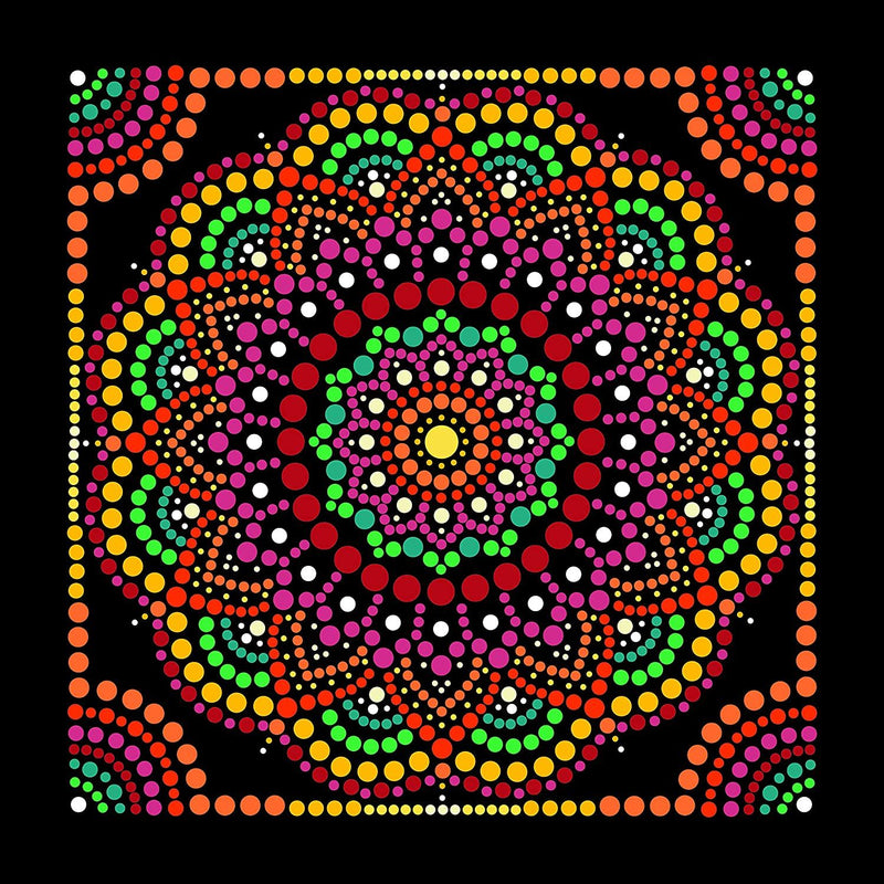 Plaid Let's Paint By Numbers Mandala Dot Frame On Printed Black Canvas 35x35 cm