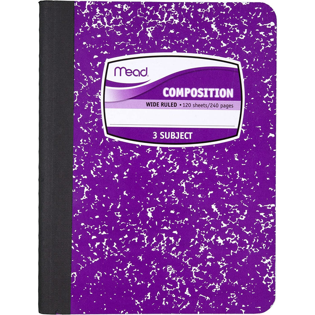 Mead Wide Ruled 3 Subject Composition Notebook 120 Sheets - Assorted C ...