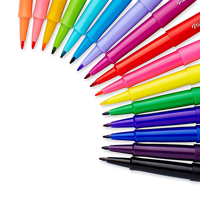 Paper Mate Flair Felt Tip Pen, Medium Point, Original Colors / Set of 14