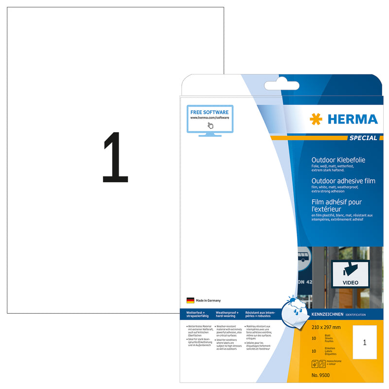 Herma Outdoor A4 Labels - Pack of 10 Sheets
